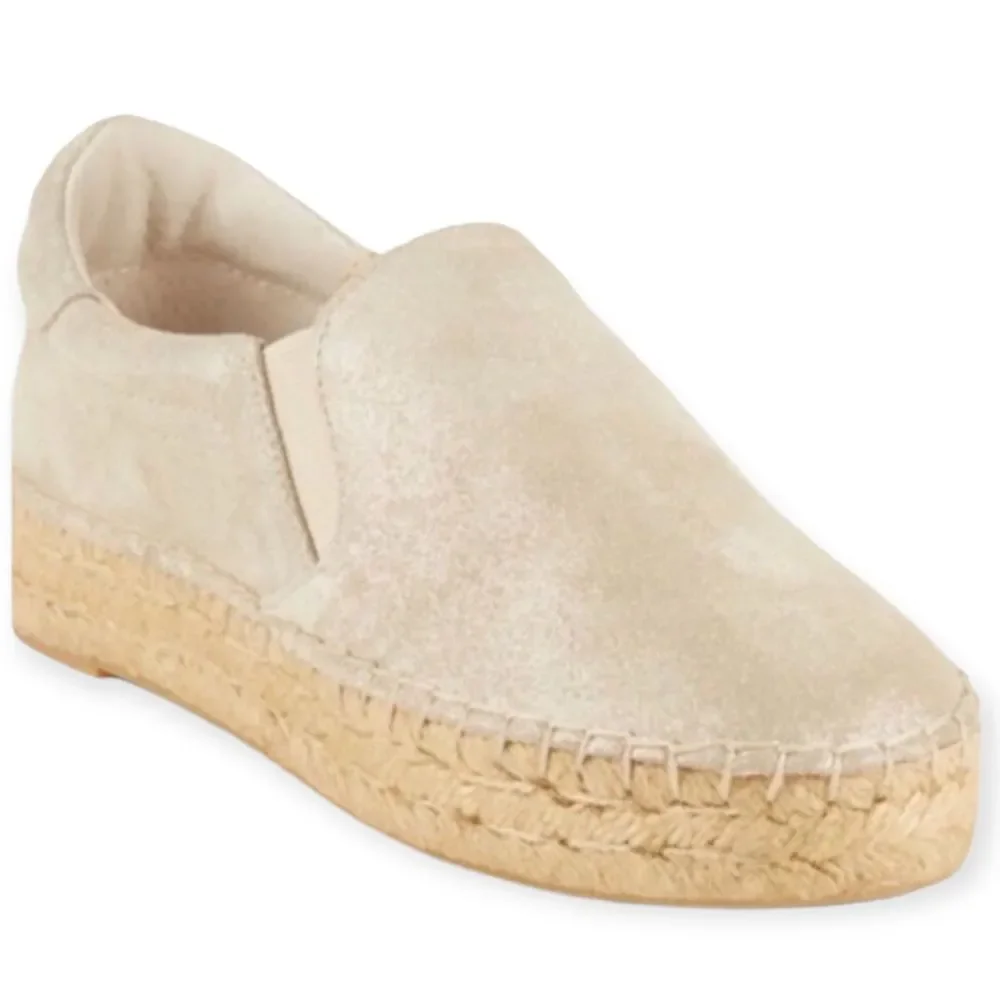 Marc Fisher Metallic Leather Espadrilles Slip On Hemp Wrap Loafers